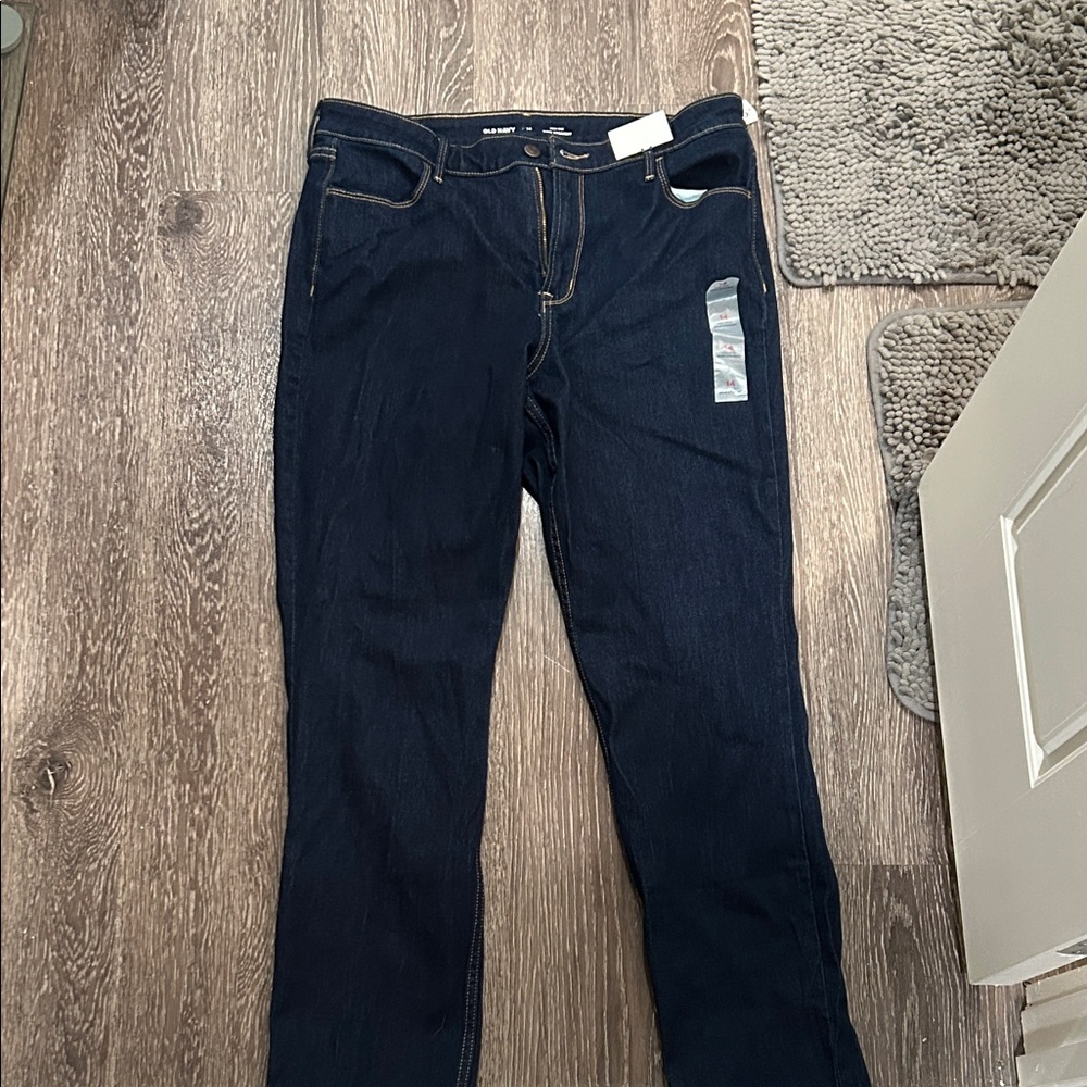 Old Navy Women's High Rise Deep Indigo Straight Leg Jeans